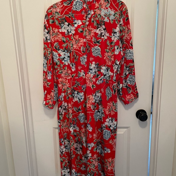H&M Red Floral Midi Dress NWT Size 14 - Picture 6 of 6
